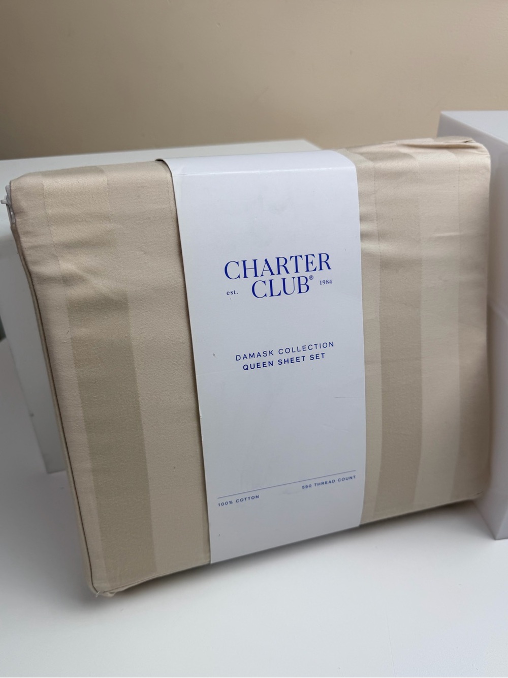 Charter Club Damask Collection Queen Sheet Set 550 Thread Count 100% Cotton NWT